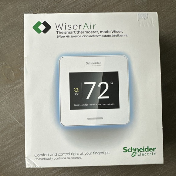 Schneider Electric WiserAir10WHTUS Home WiFi Smart Programmable Thermostat Touch - Picture 1 of 6